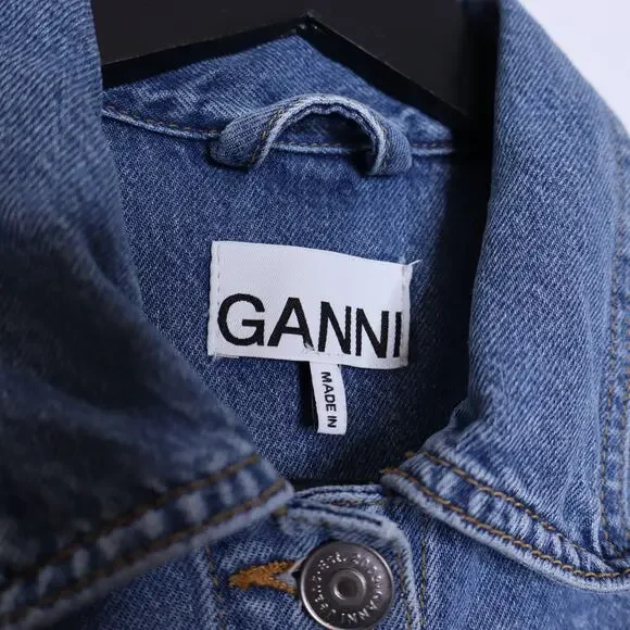 GANNI Washed Denim Long Sleeve Mini Dress Indigo Long Sleeve Women's 36/ US 4 - Picture 9 of 9